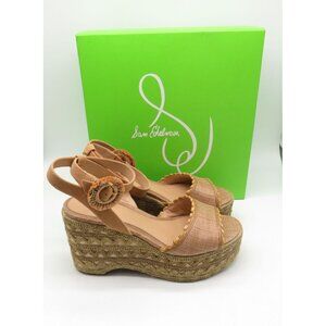 Sam Edelman Amber Tan Raffia Suede Platform Wedge Sandals US 10M NEW $170